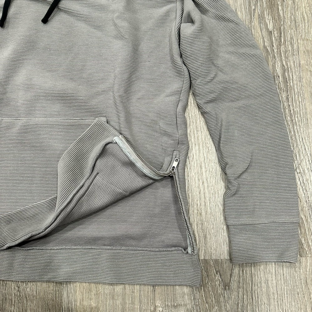 Peloton Men's Gray Grey Hoodie Hooded Sweatshirt Ribbed Performance Medium M - Picture 11 of 11